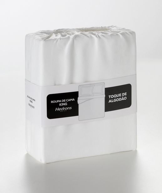 Jogo Roupa de Cama Toque de Algodão Solteiro 3 Peças Branco Hedrons