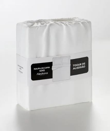 Jogo de Roupa de Cama Toque de Algodão Casal 4 Peças Hedrons Branco Hedrons
