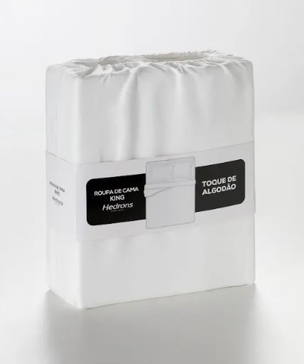 Jogo Roupa de Cama Toque de Algodão Queen 4 Peças Branco Hedrons