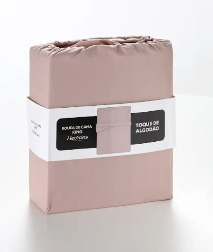 Jogo Roupa de Cama Toque de Algodão Queen 4 Peças Rosa Tule Hedrons