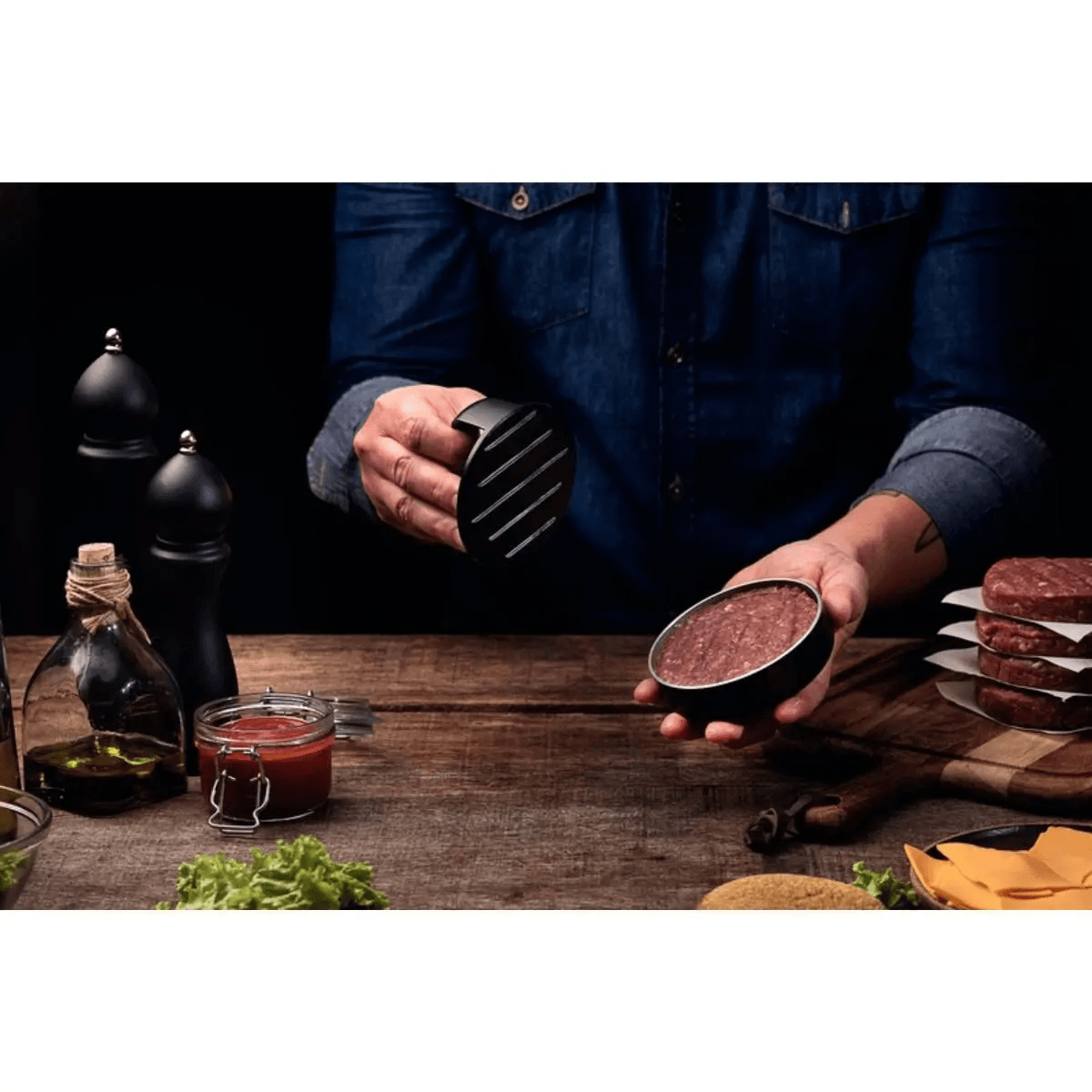 Prensador de Hambúrguer Black Burger Preto Tramontina - Imagem 2
