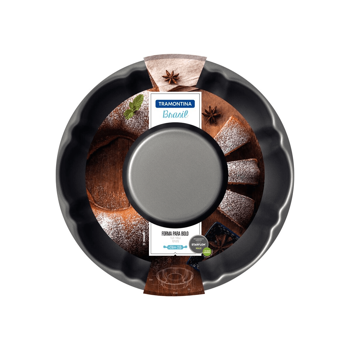 Forma para Bolo 24cm 2L Grafite Tramontina - Imagem 3