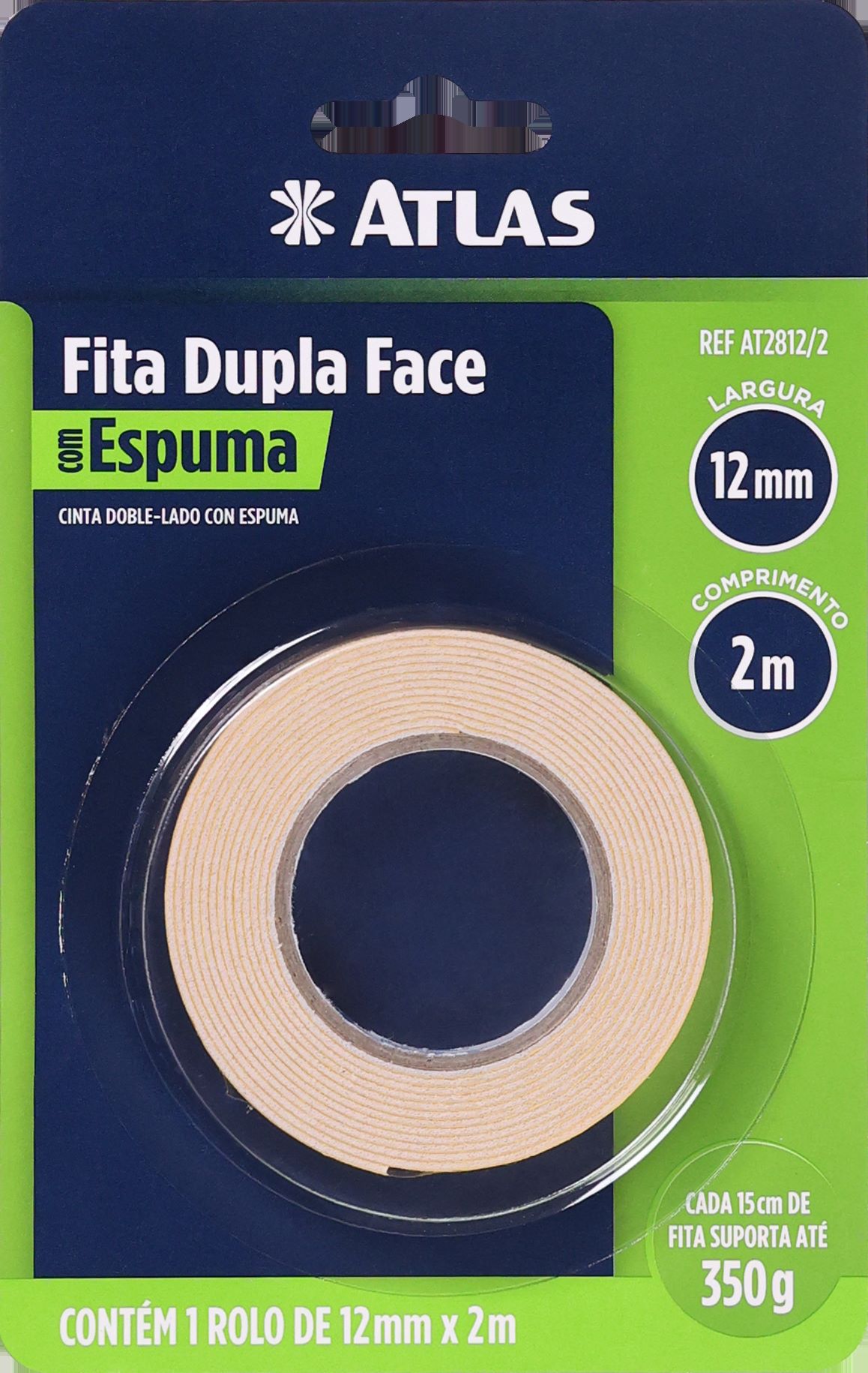 Fita Dupla Face de Espuma 12mm x 2m Pincéis Atlas