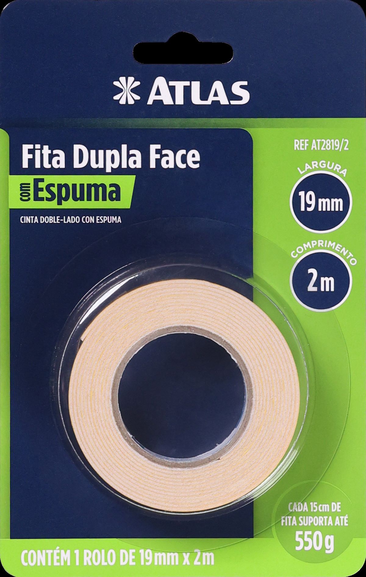 Fita Dupla Face de Espuma 19mm x 2m Pincéis Atlas