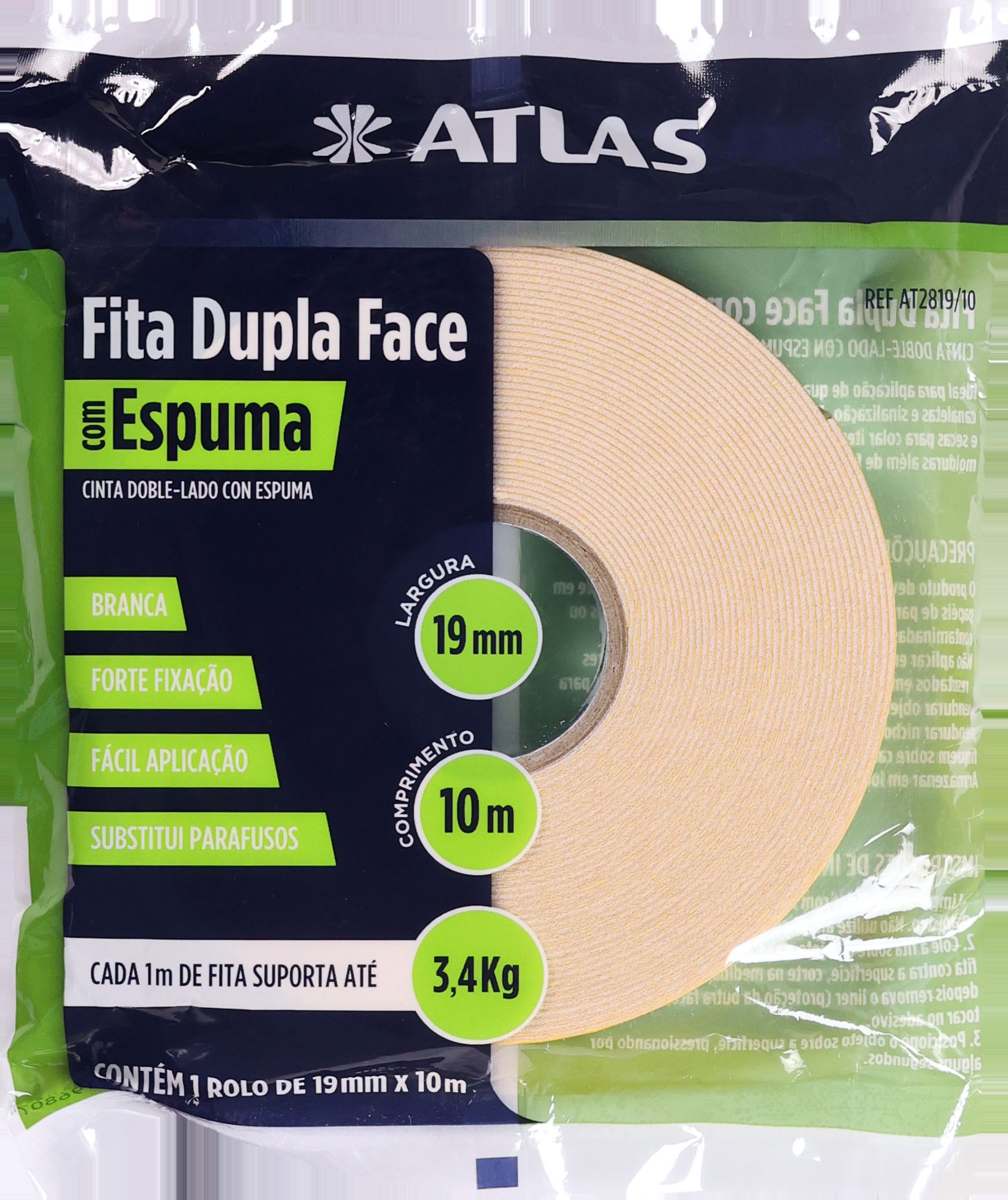 Fita Dupla Face de Espuma 19mm x 10m Pincéis Atlas