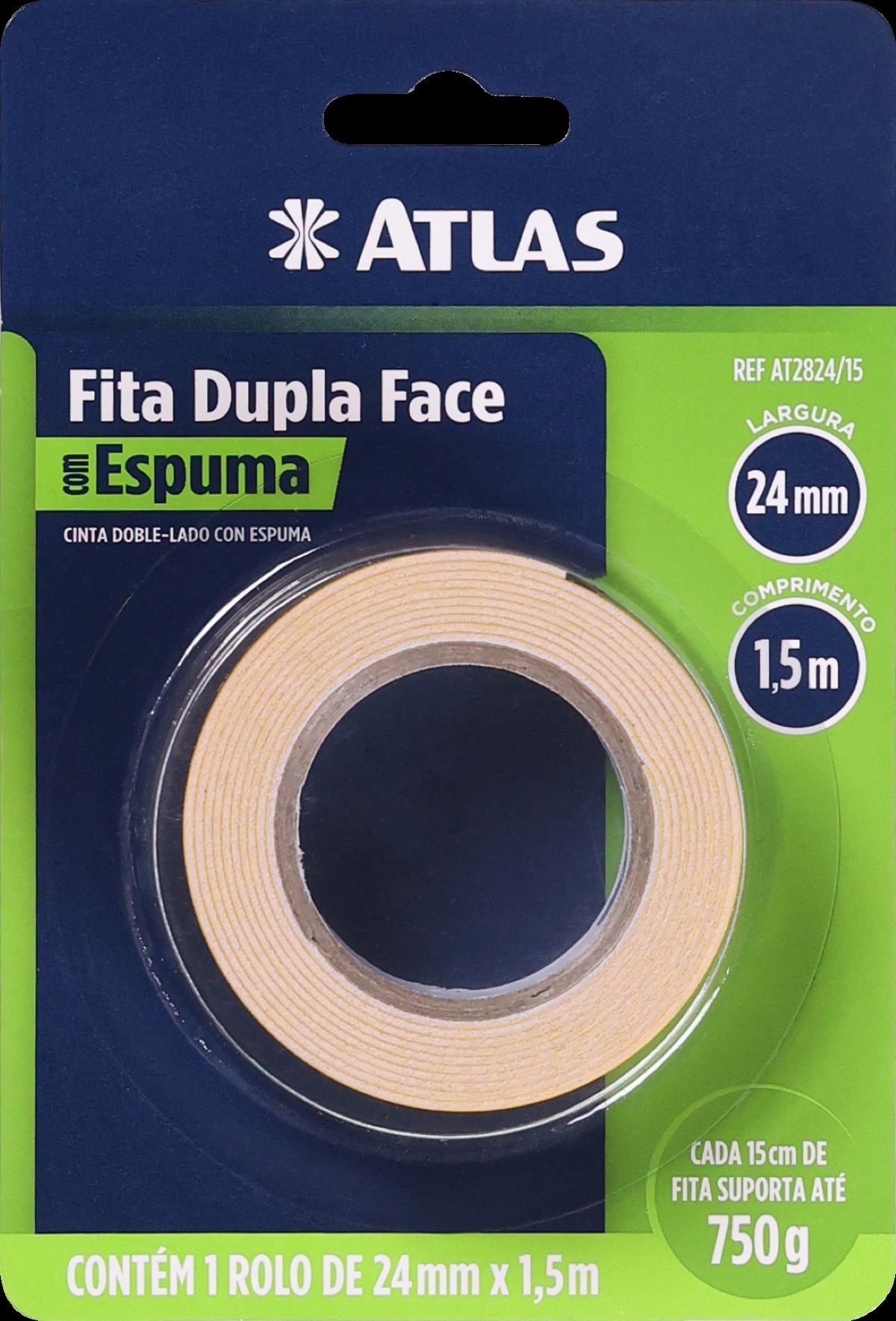Fita Dupla Face de Espuma 24mm x 1,5m Pincéis Atlas