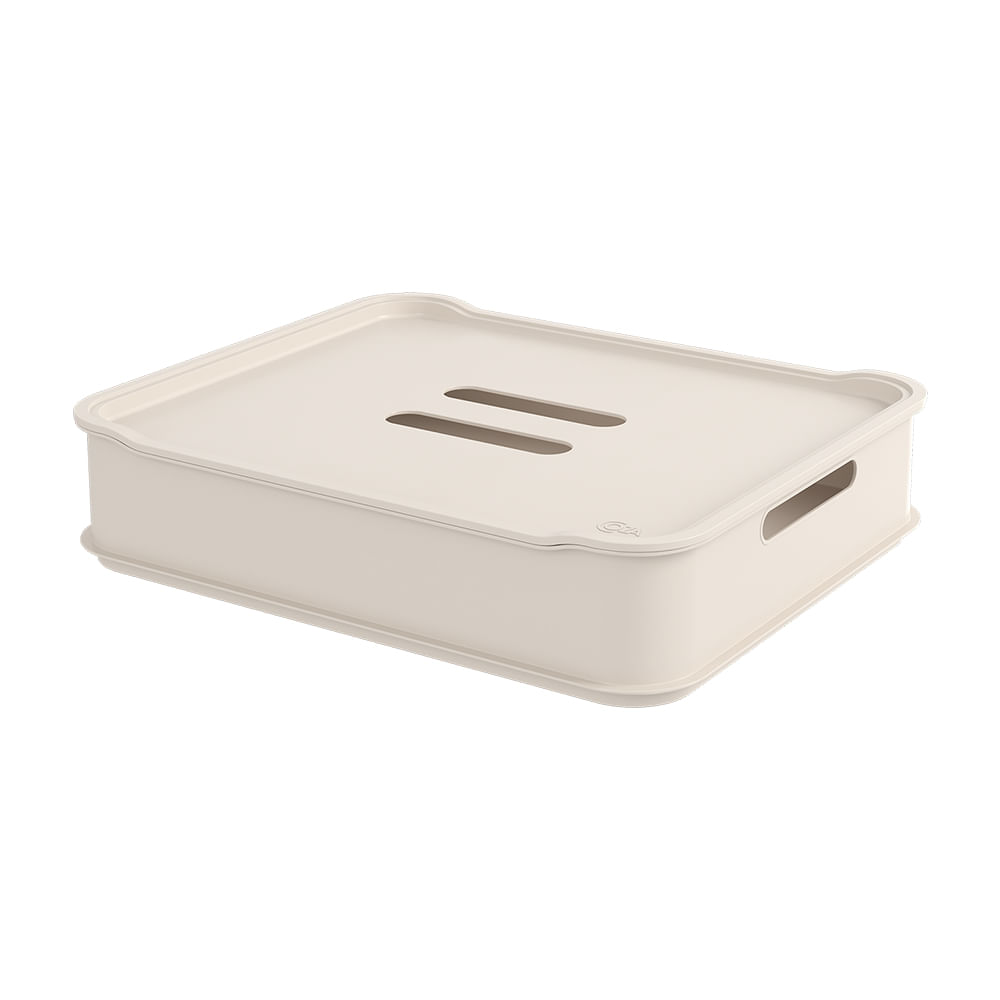 Cesta Fit com Tampa Maxi Light Gray Coza