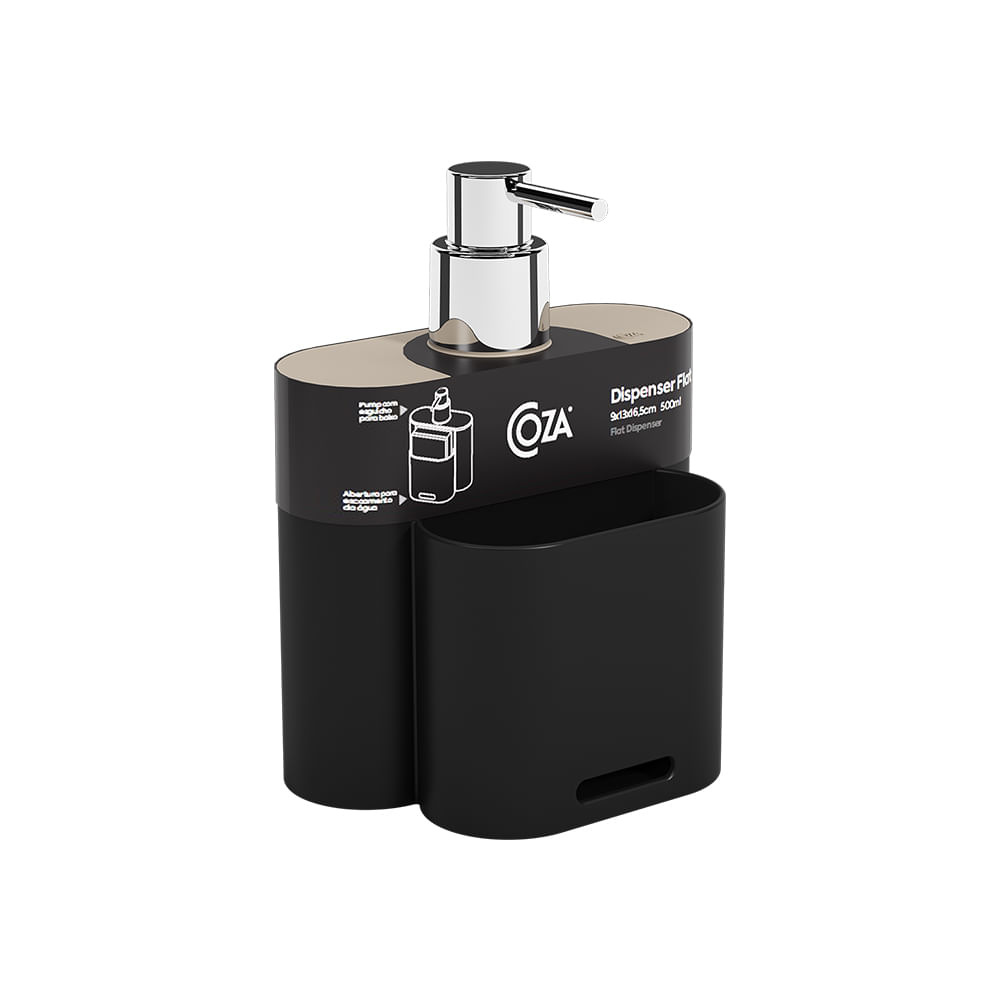 Dispenser Flat 500ml Preto Coza