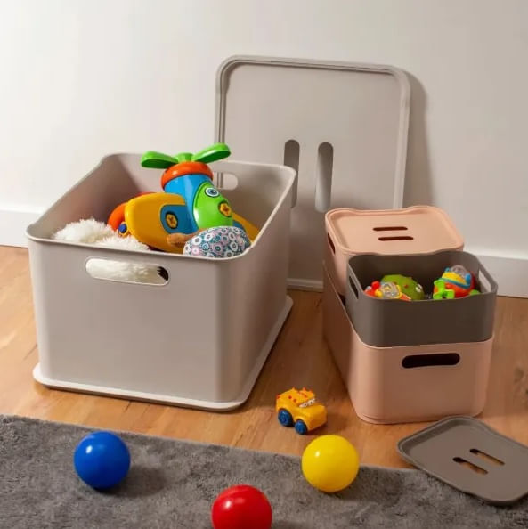 Cesta Fit com Tampa Pequena Light Gray Coza - Imagem 2