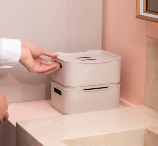 Cesta Fit com Tampa Maxi Light Gray Coza - Imagem 2