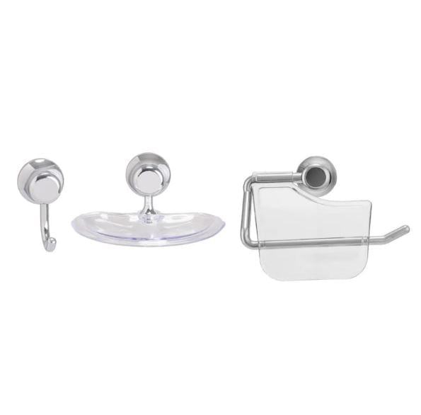 Kit Acessórios com 3 Peças Dupla Face Rimini Cromado Aquaplás