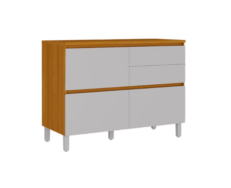 Balcão 120cm 1 Porta e 4 Gavetas Lumina Fendi e Cinamomo Itatiaia