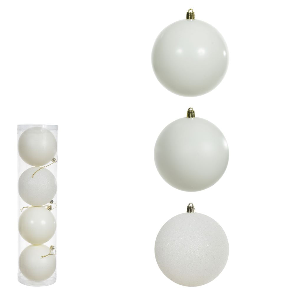 Bola Misto Tubo com 4 Unidades 10cm Branco Flor Arte