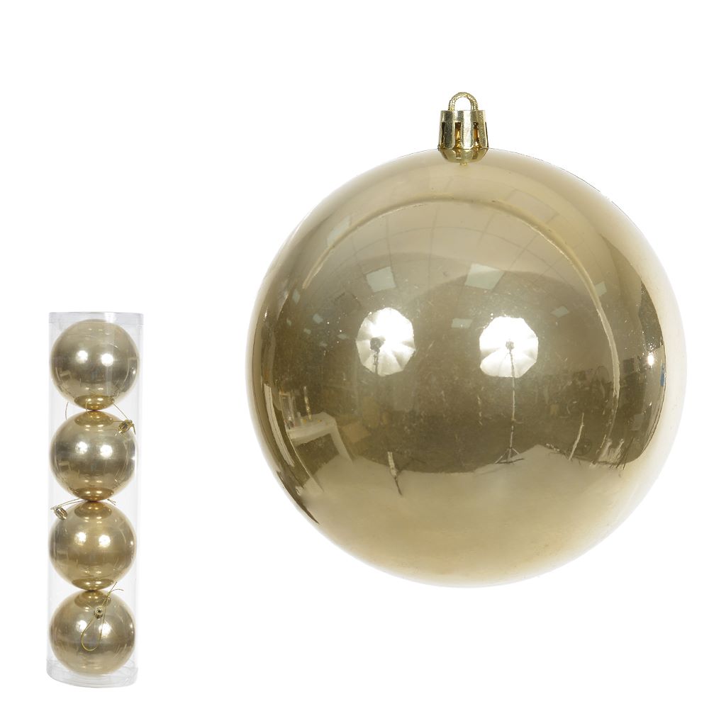 Bola Perolada Tubo com 4 Unidades 10cm Dourado Flor Arte