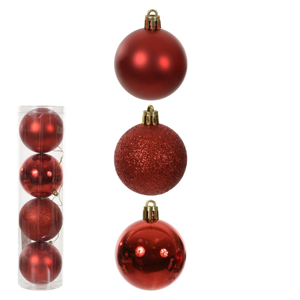 Bola Misto Tubo com 4 Unidades 10cm Vermelho Flor Arte