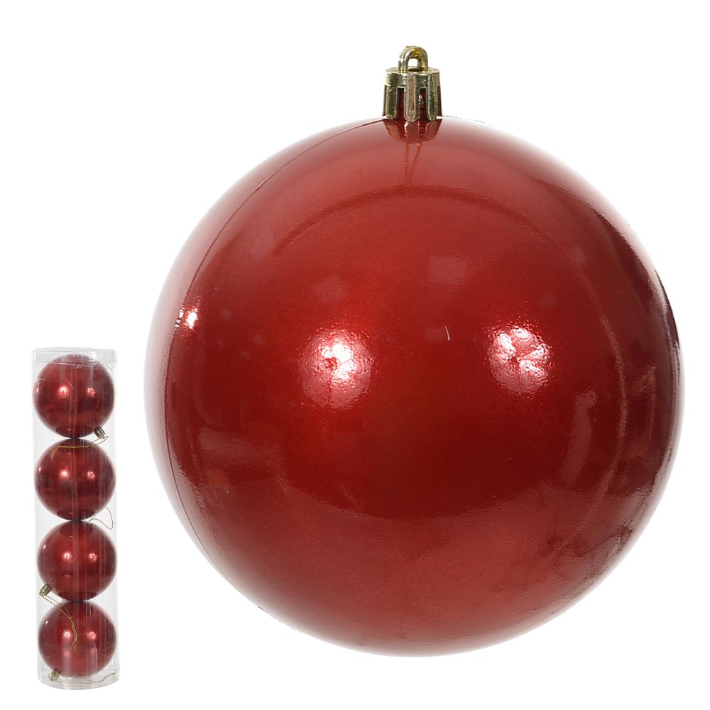 Bola Perolada Tubo com 4 Unidades 10cm Vermelho Flor Arte