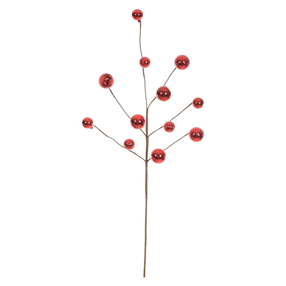 Galho Bolinha Natal 70cm Vermelho Flor Arte