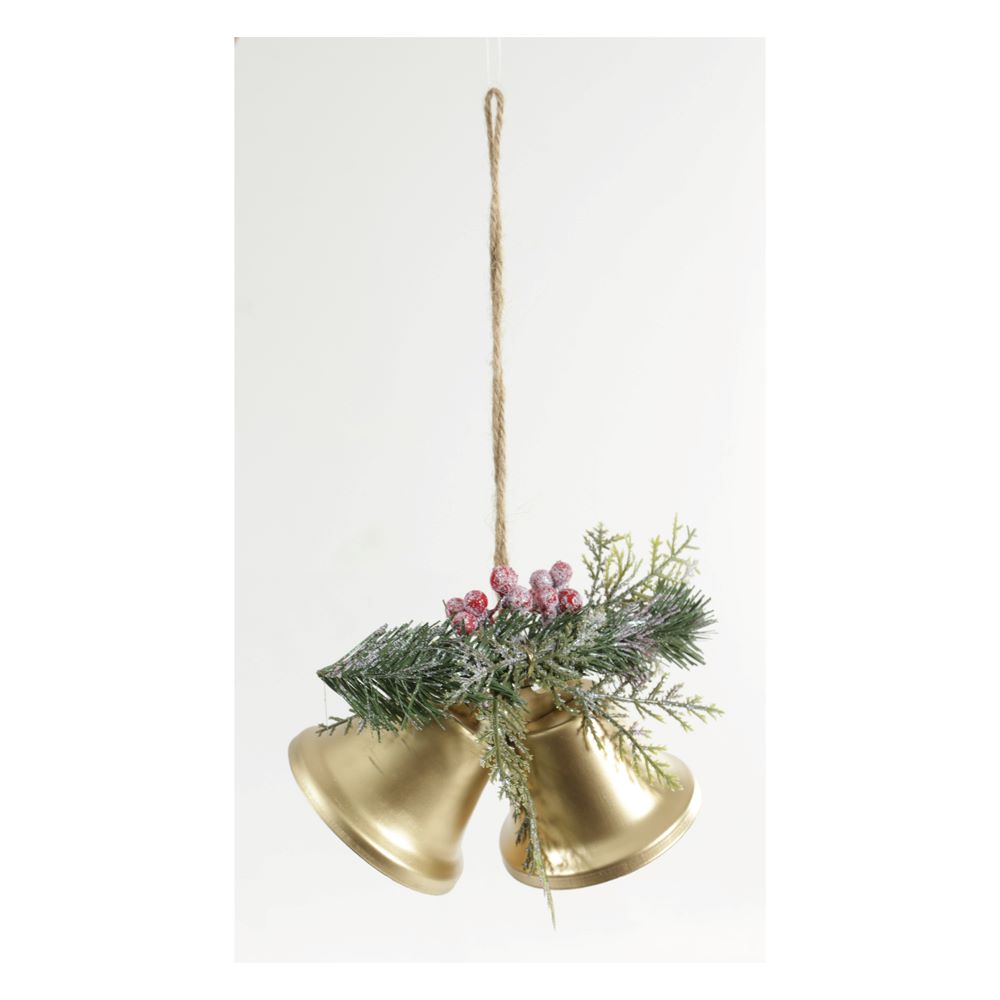 Enfeite Sinos Pendurar 17x12cm Verde Flor Arte