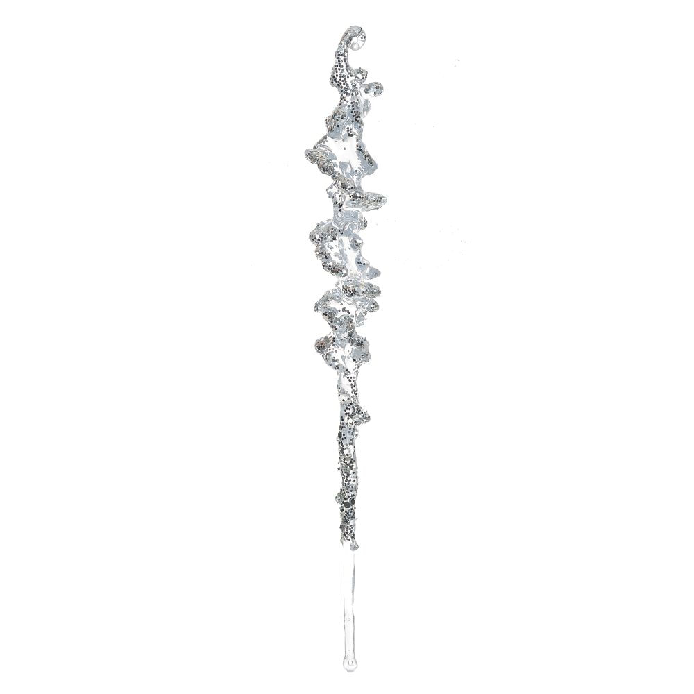 Enfeite Pingente Natal 26cm Prata Flor Arte