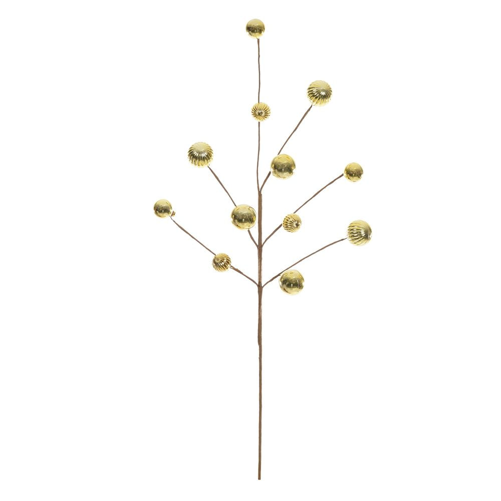 Galho Bolinha Natal 70cm Dourado Flor Arte