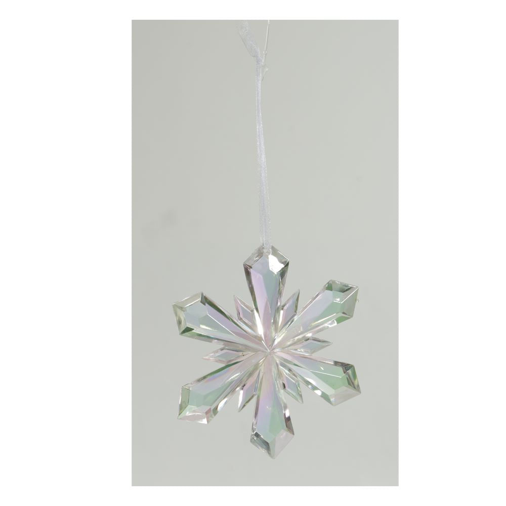 Enfeite Floco Neve Pendurar 10x1.2cm Flor Arte