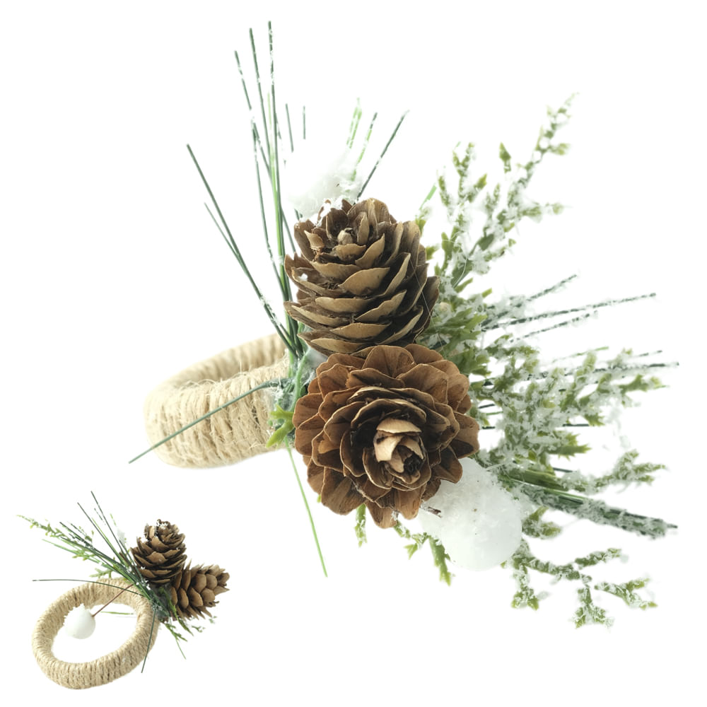 Porta Guardanapo Berry e Pinha Bege Flor Arte