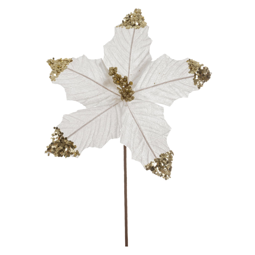 Haste Bico Papagaio Natal Aveludado 30cm Off White Flor Arte