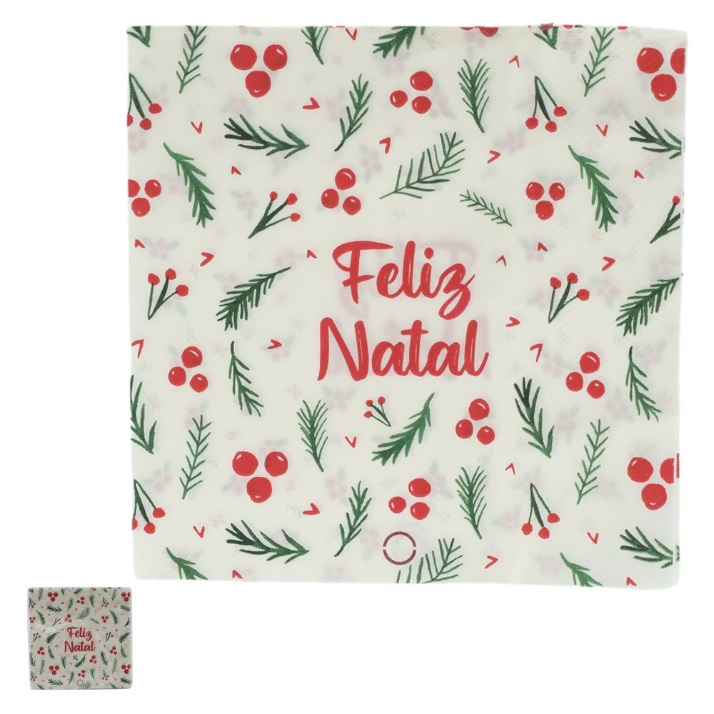 Guardanapo de Papel Natal com 20 Unidades Flor Arte