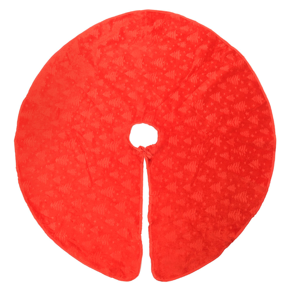 Saia Árvore Natal Veludo 1M Vermelho Flor Arte