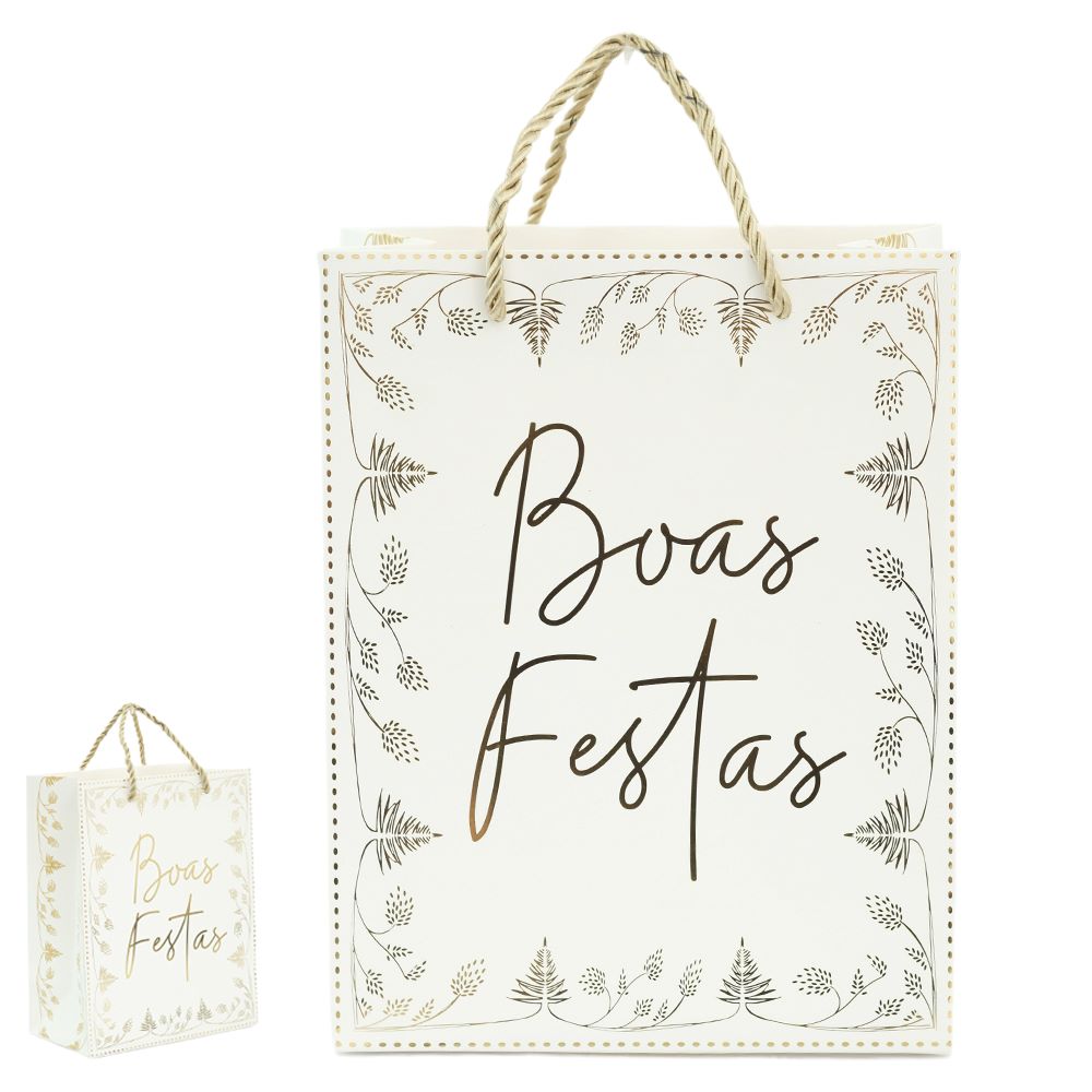 Sacola de Papel 23x18cm Branco Flor Arte