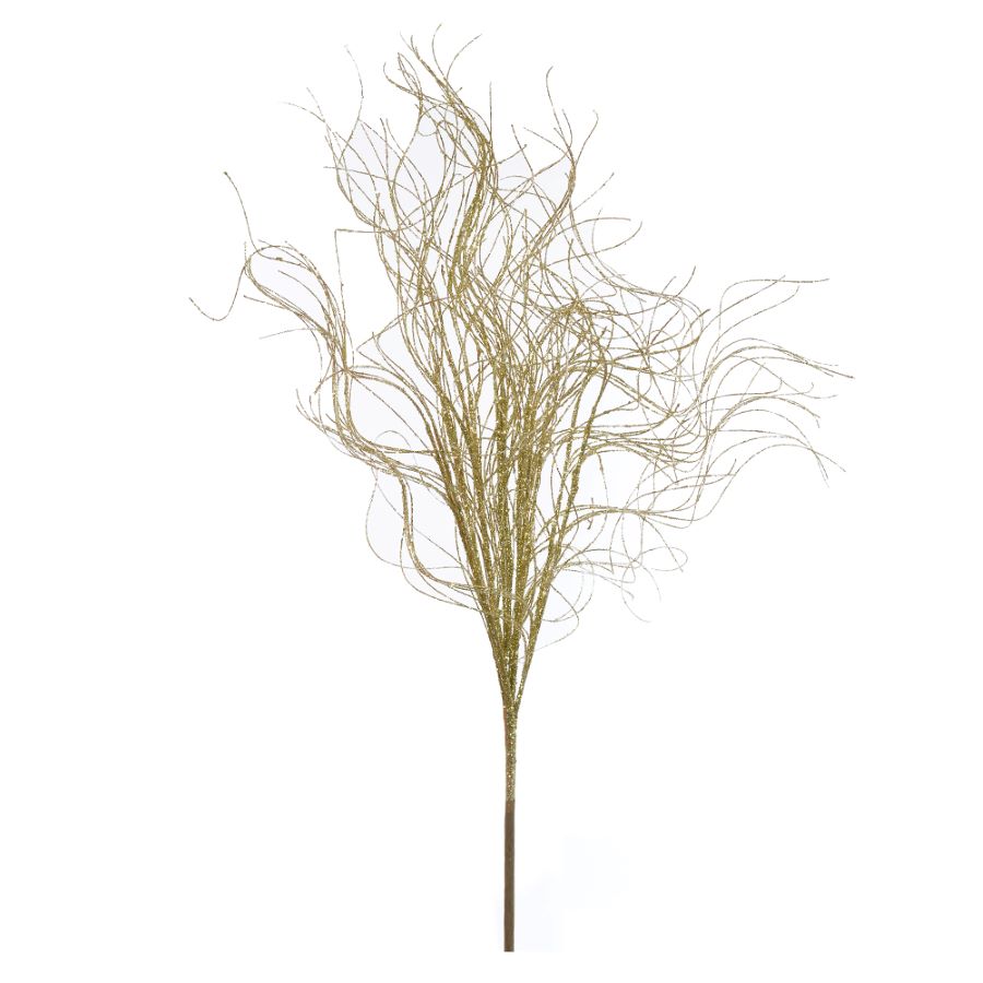 Galho Grass Natal com Glitter 49cm Dourado Flor Arte