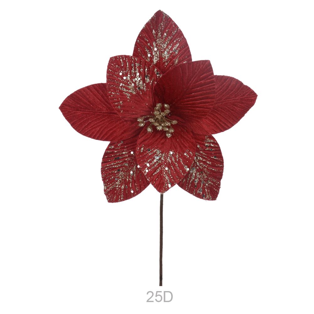 Haste Bico Papagaio Aveludado com Gliter 27cm Vermelho Flor Arte