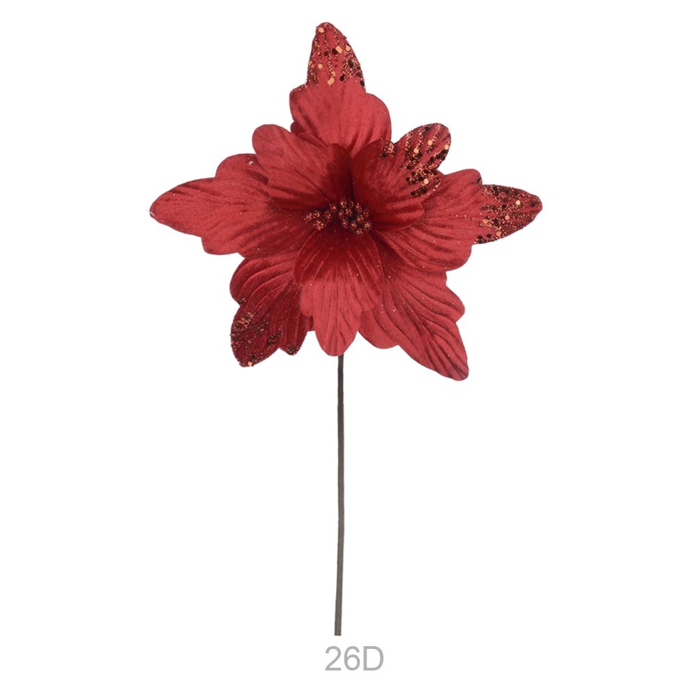 Haste Bico Papagaio Aveludado com Gliter 29cm Vermelho Flor Arte