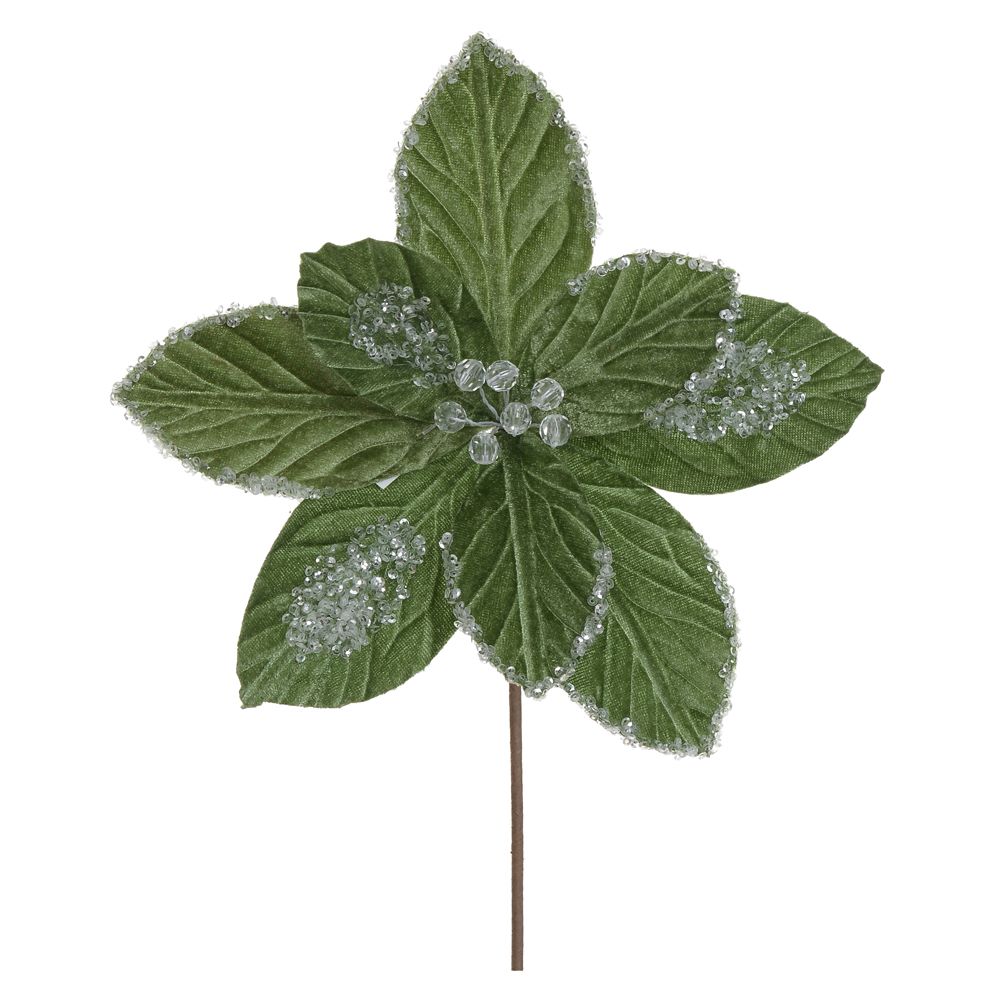 Haste Bico de Papagaio Natal Aveludado 18cm Verde Flor Arte