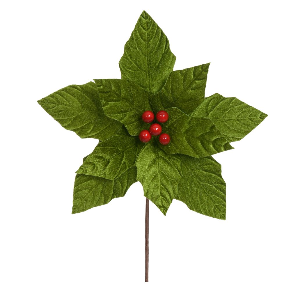 Haste Bico de Papagaio Natal Aveludado 20cm Verde Flor Arte