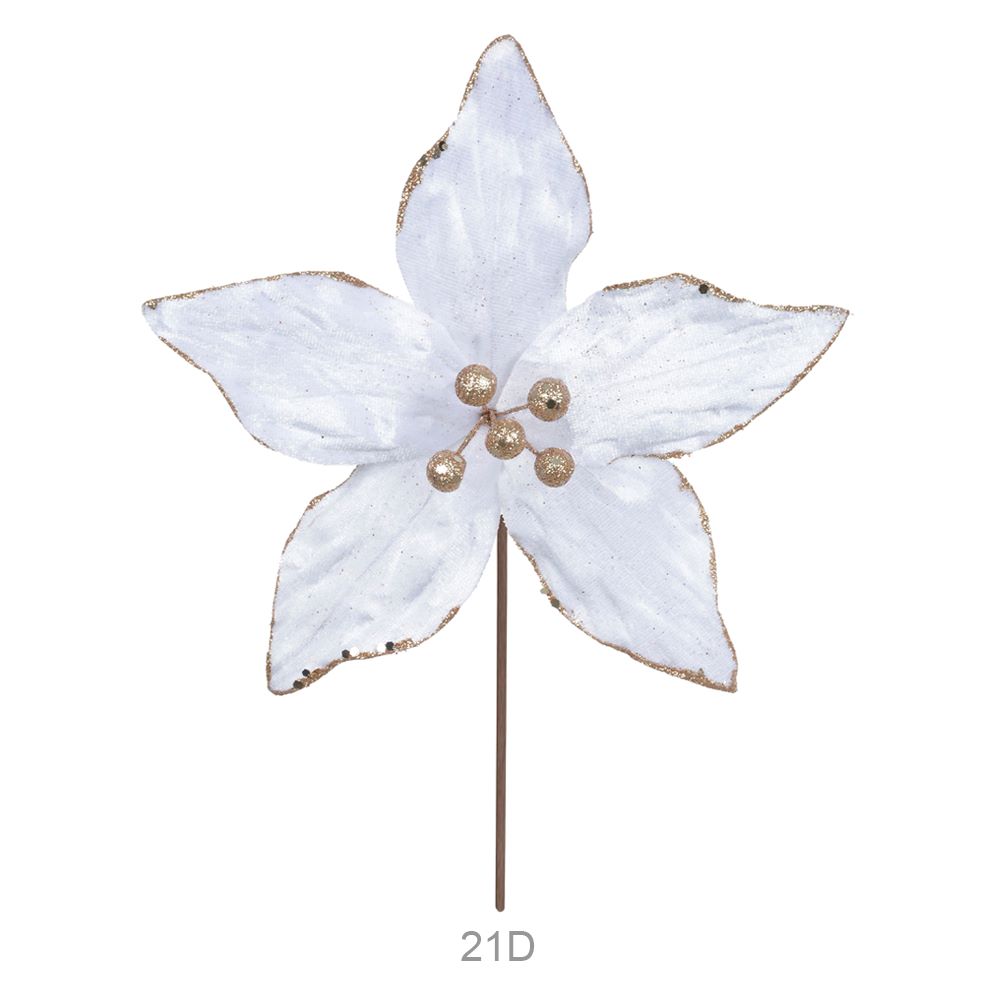 Haste Bico Papagaio Natal com Glitter 34cm Champanhe Flor Arte