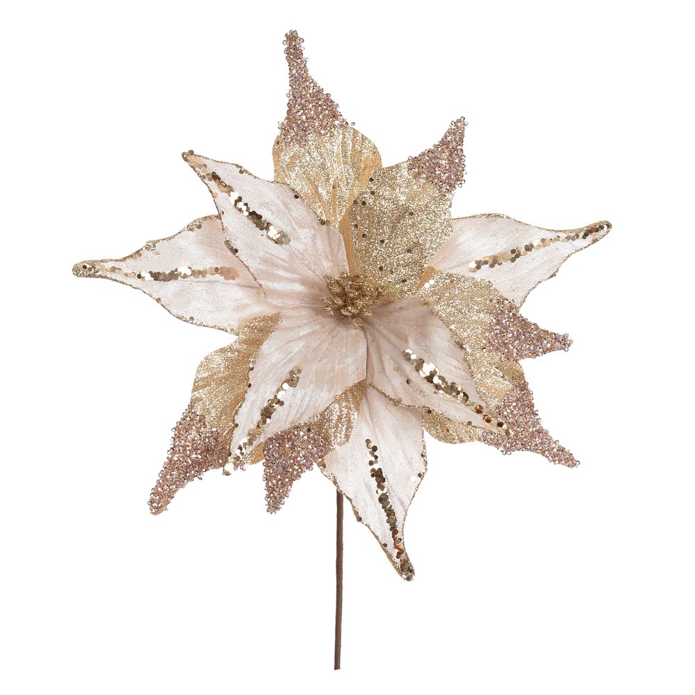 Haste Bico Papagaio com Glitter 34cm Champanhe Flor Arte