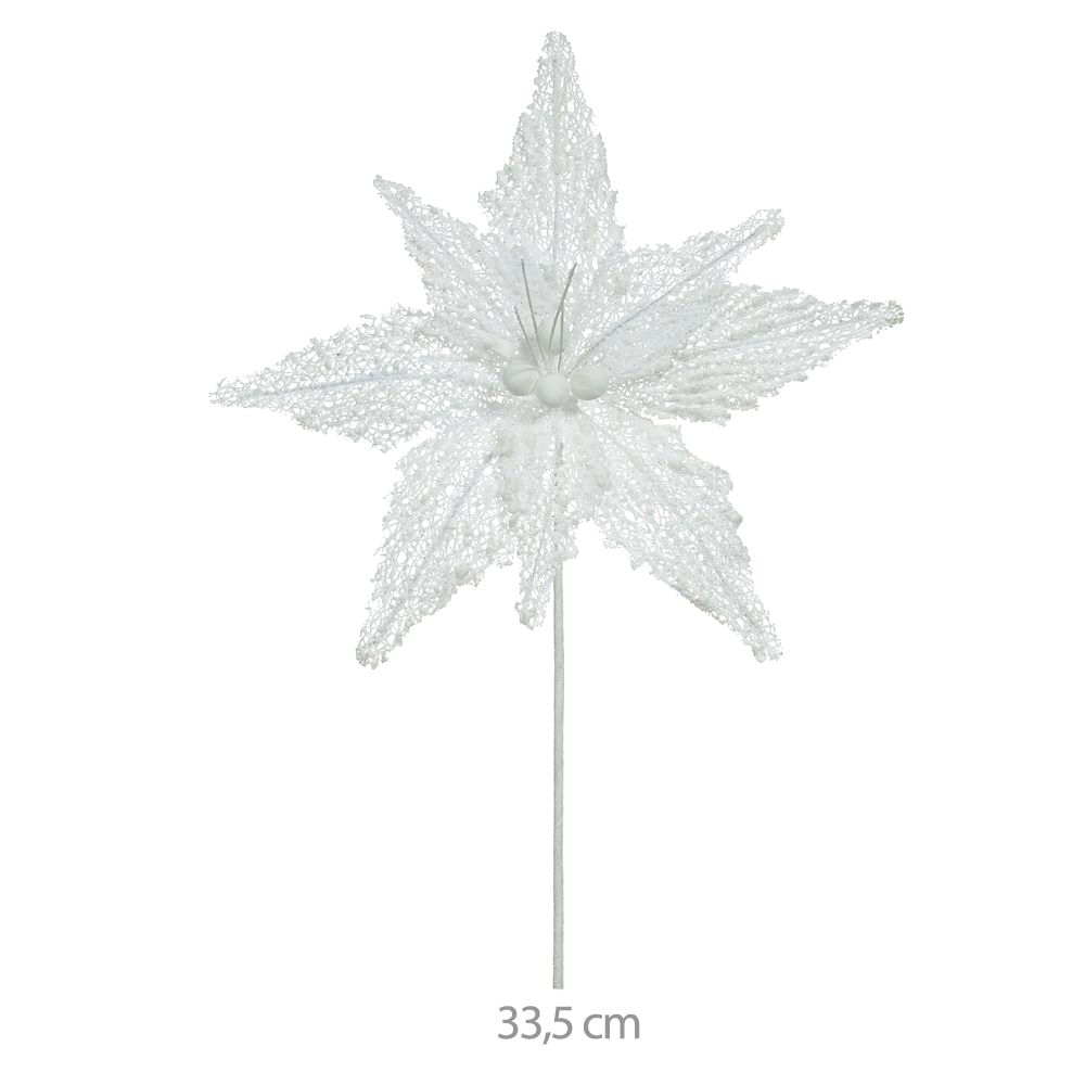 Haste Bico Papagaio Natal 29cm Branco Flor Arte