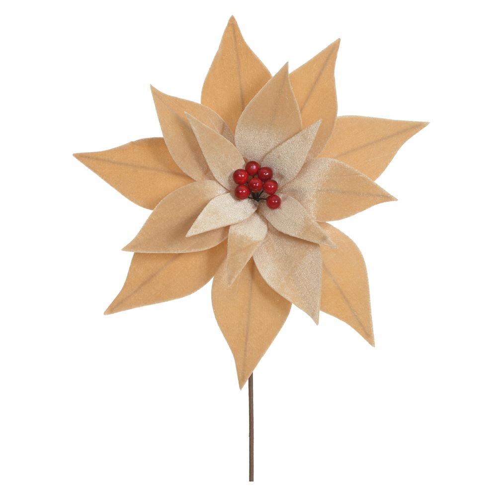 Haste Bico Papagaio Natal Aveludado 25cm Champanhe Flor Arte