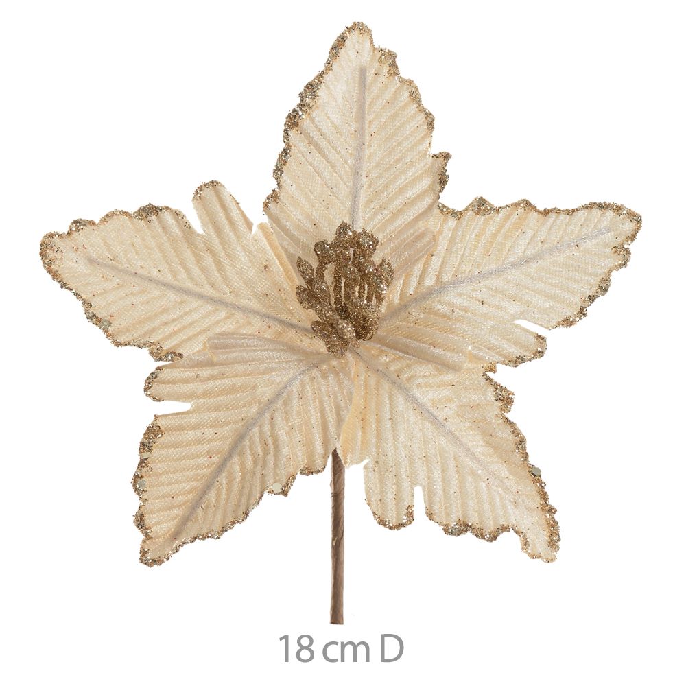 Haste Bico Papagaio Natal Aveludado 12cm champanhe Flor Arte