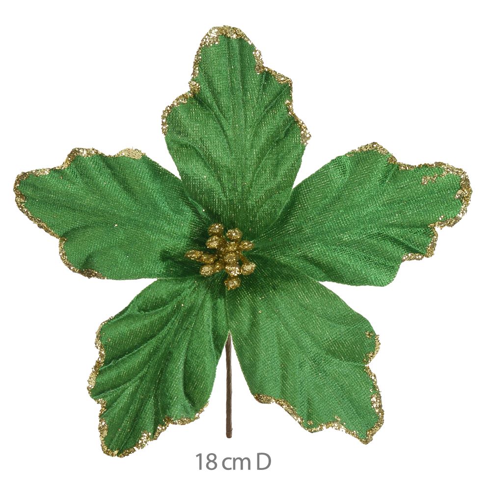 Haste Bico Papagaio Natal Aveludado 17cm Verde Flor Arte