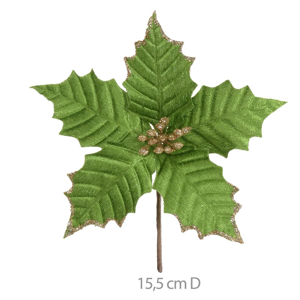Haste Bico Papagaio Natal Aveludado 18cm Verde Flor Arte