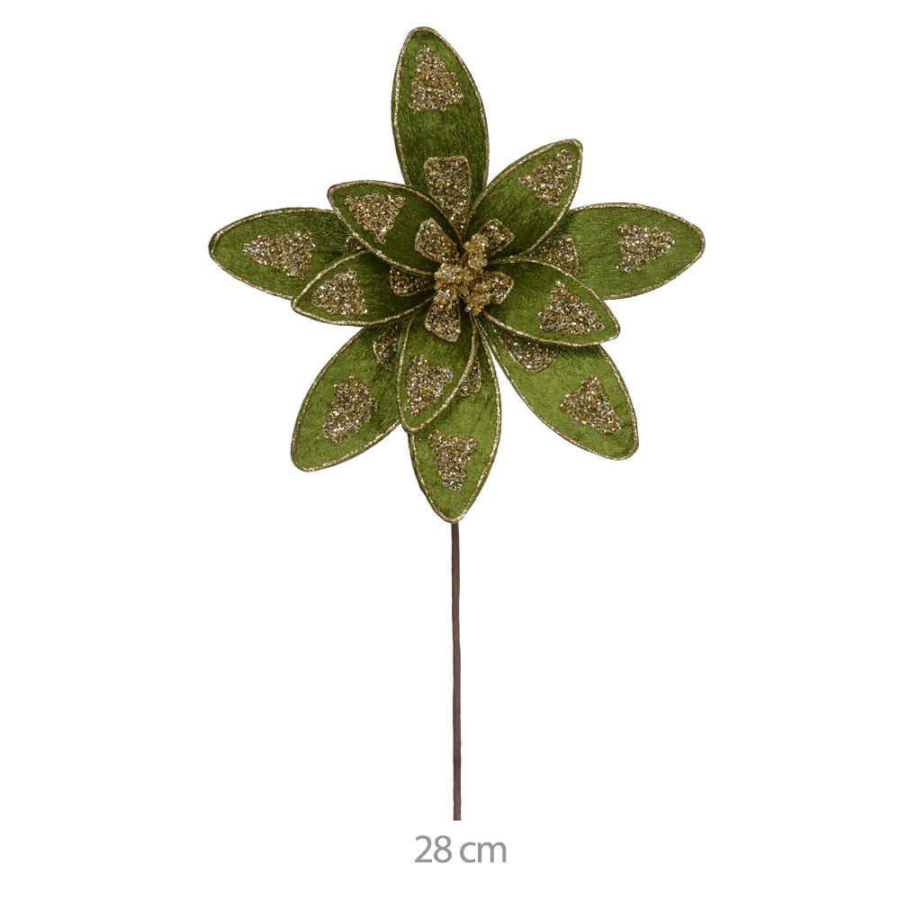 Haste Bico Papagaio Natal Aveludado 27cm Verde Flor Arte
