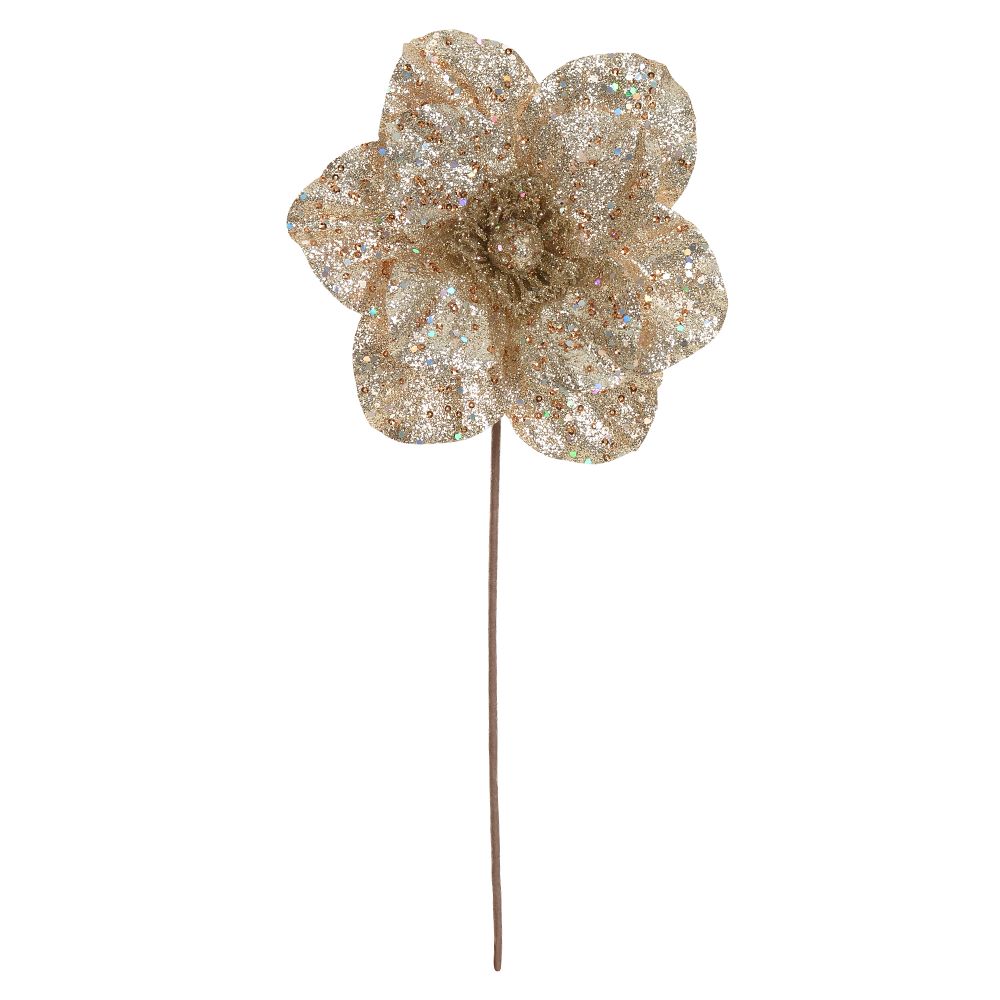 Haste Magnólia Natal 20cm Champanhe Flor Arte