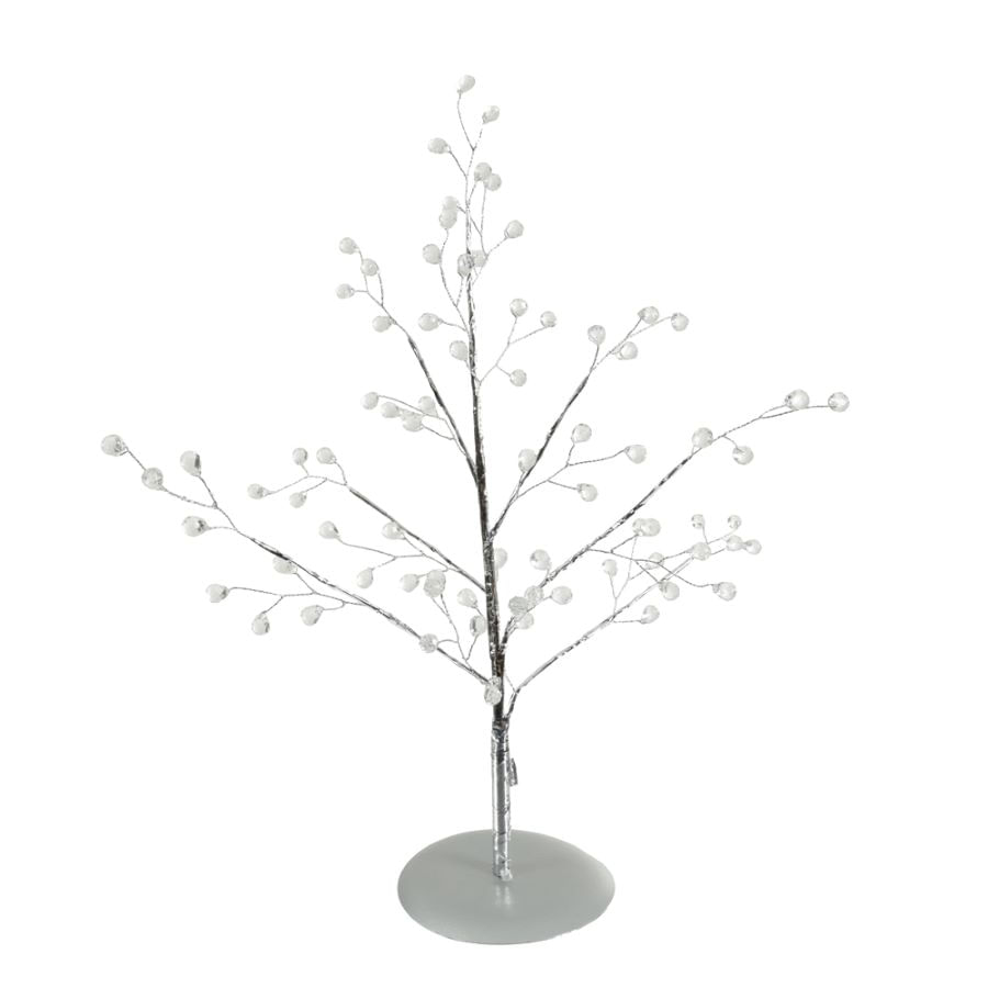 Mini Árvore Cristal Natal 35cm Prata Flor Arte