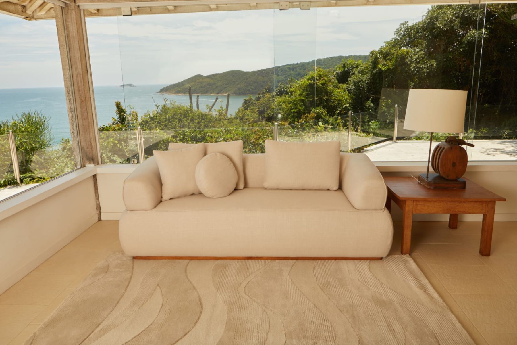 Sofá 955 3 Lugares Cancun Andorra Pé Imbuia mel Rondomóveis - Imagem 5