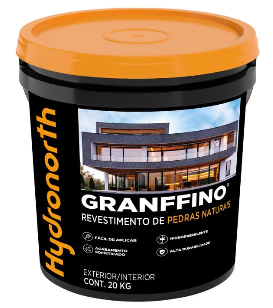 Revestimento de Pedras Naturais Granffino 20kg Preto Onix Hydronorth