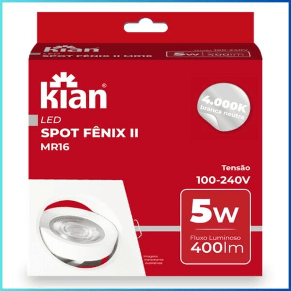 Spot Led Fenix II Quadrada MR16 5W 4000K Branco Kian - Imagem 2