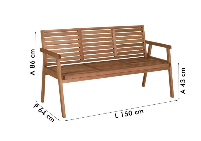 Banco de Jardim Barlavento com 3 Lugares 1.50m Metalnew - Imagem 2