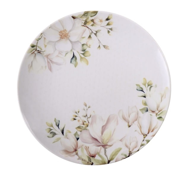 Prato Raso Magnólia Porcelana Decorado 28cm Tramontina